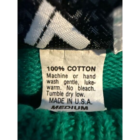 Vintage 80’s 100% Cotton Kelly Green Retro Pullover Sweater Size M - Picture 6 of 9